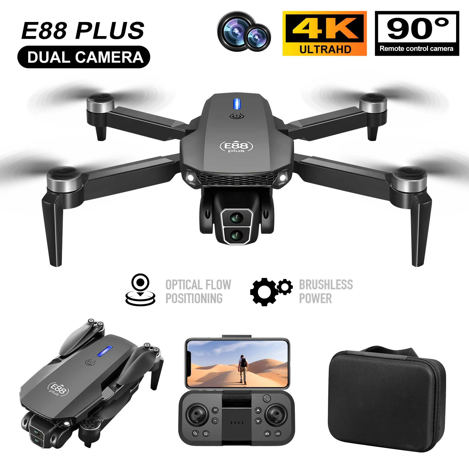 طائرة بدون طيار E88 Plus Quadc - مراجعة Drone Cinematic وسعره